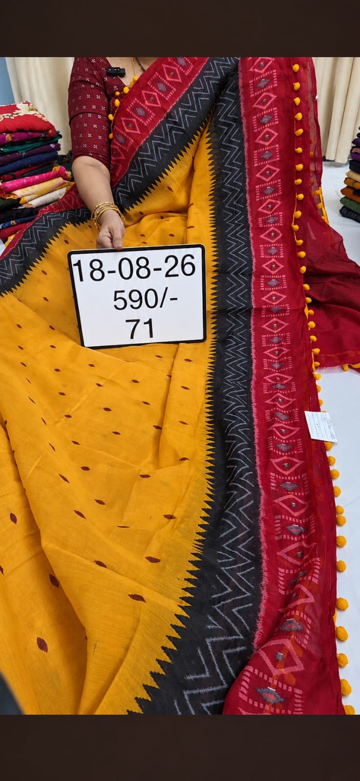 Lenin Chanderi Mix Saree – Mustard Yellow
