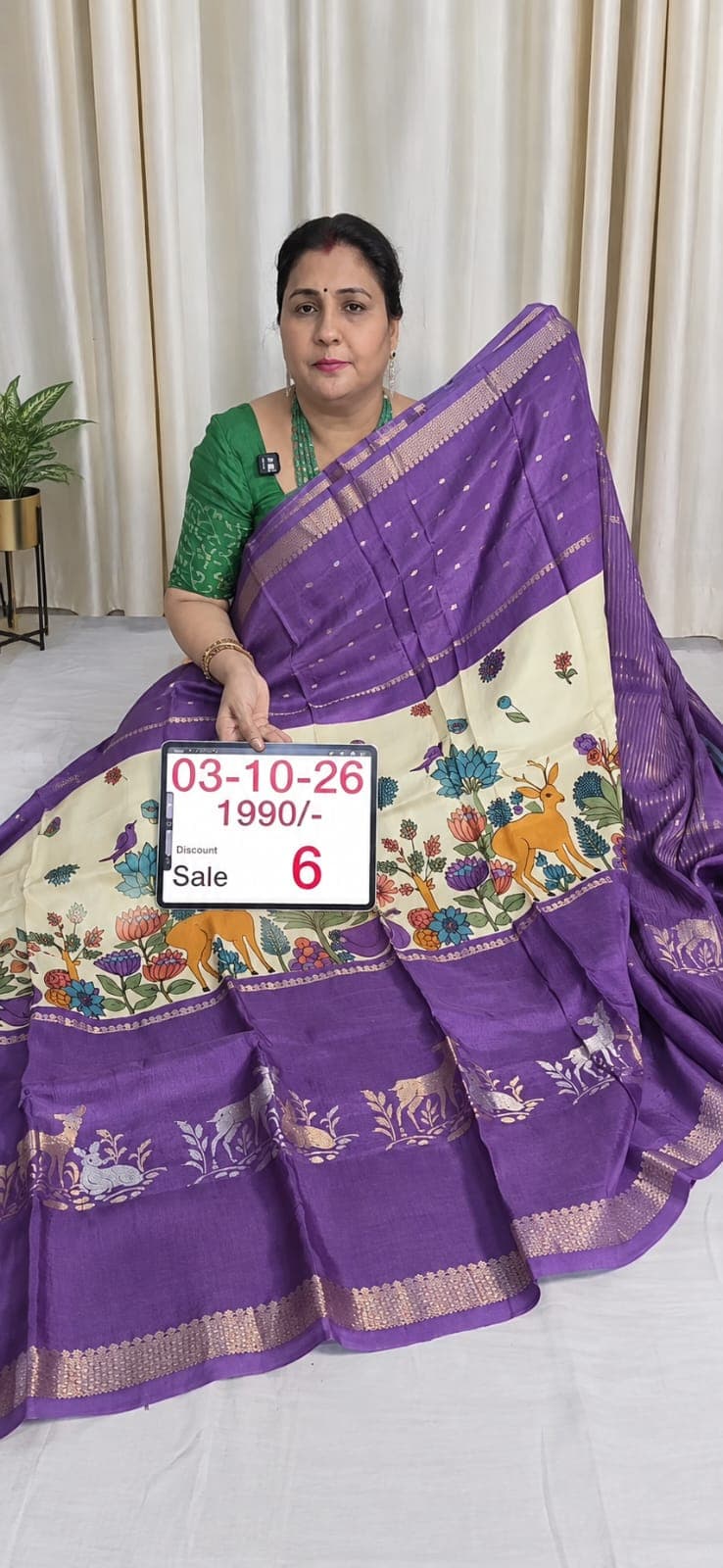 Pure Chinon Silk Saree – Purple