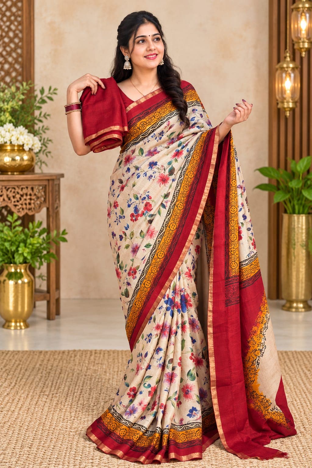 Pure Jute Georgette Saree image 2