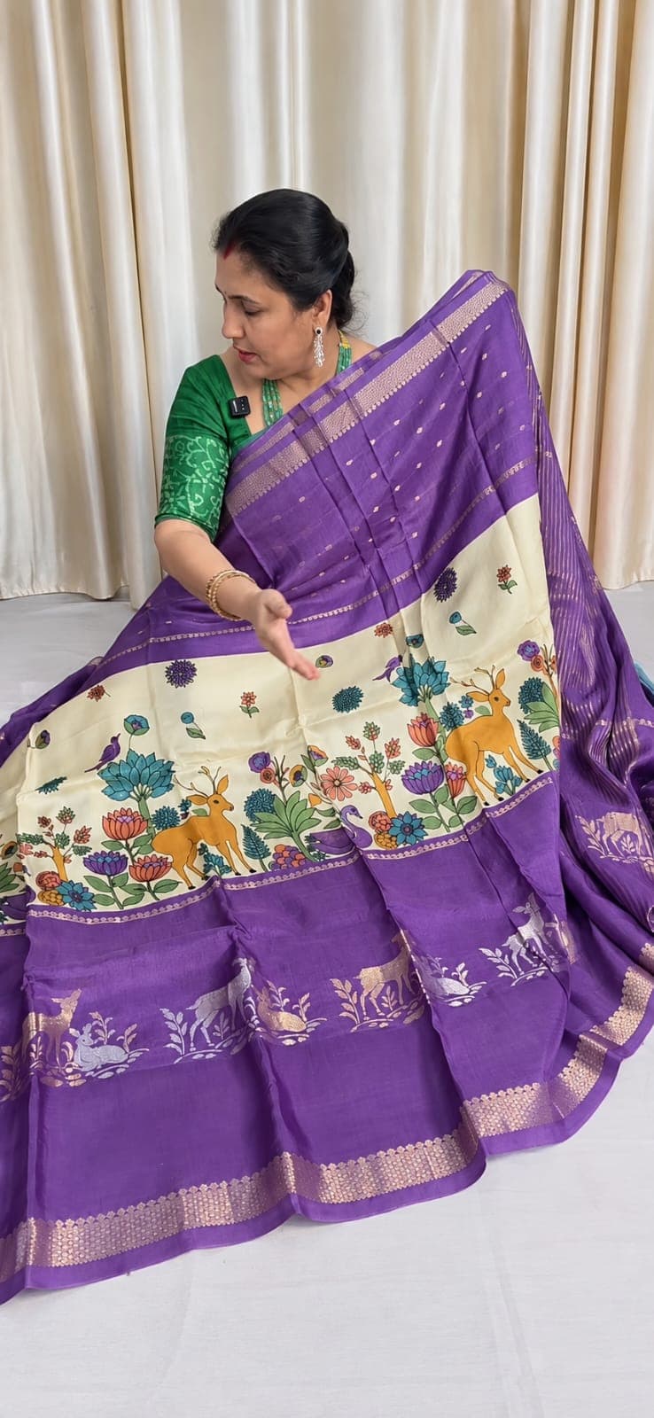 Pure Chinon Silk Saree – Purple