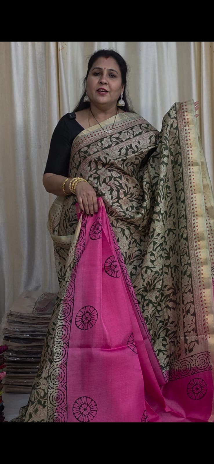 Pure jute georgette partly pallu saree image 2