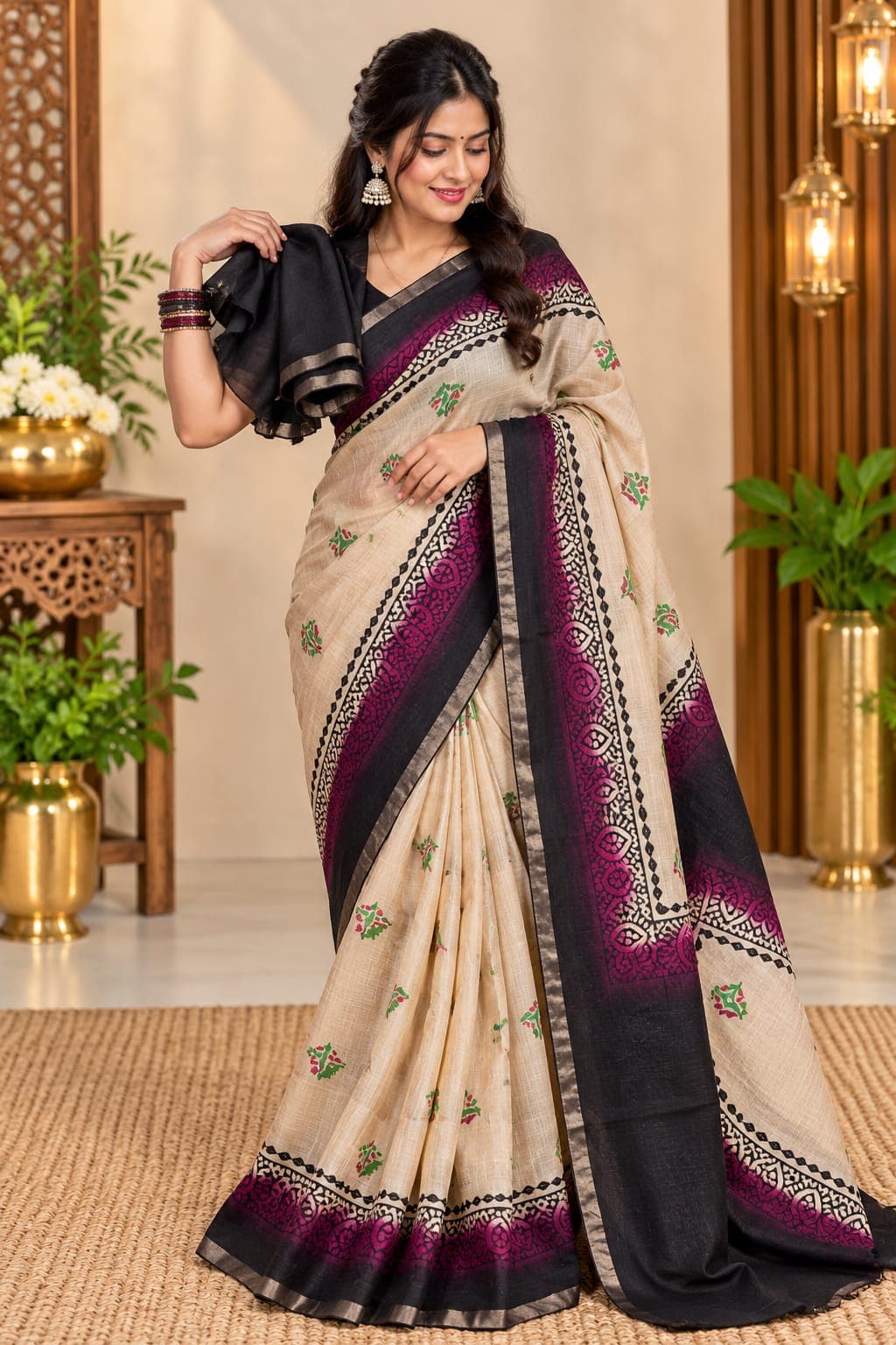 Pure Jute Georgette Saree image 2