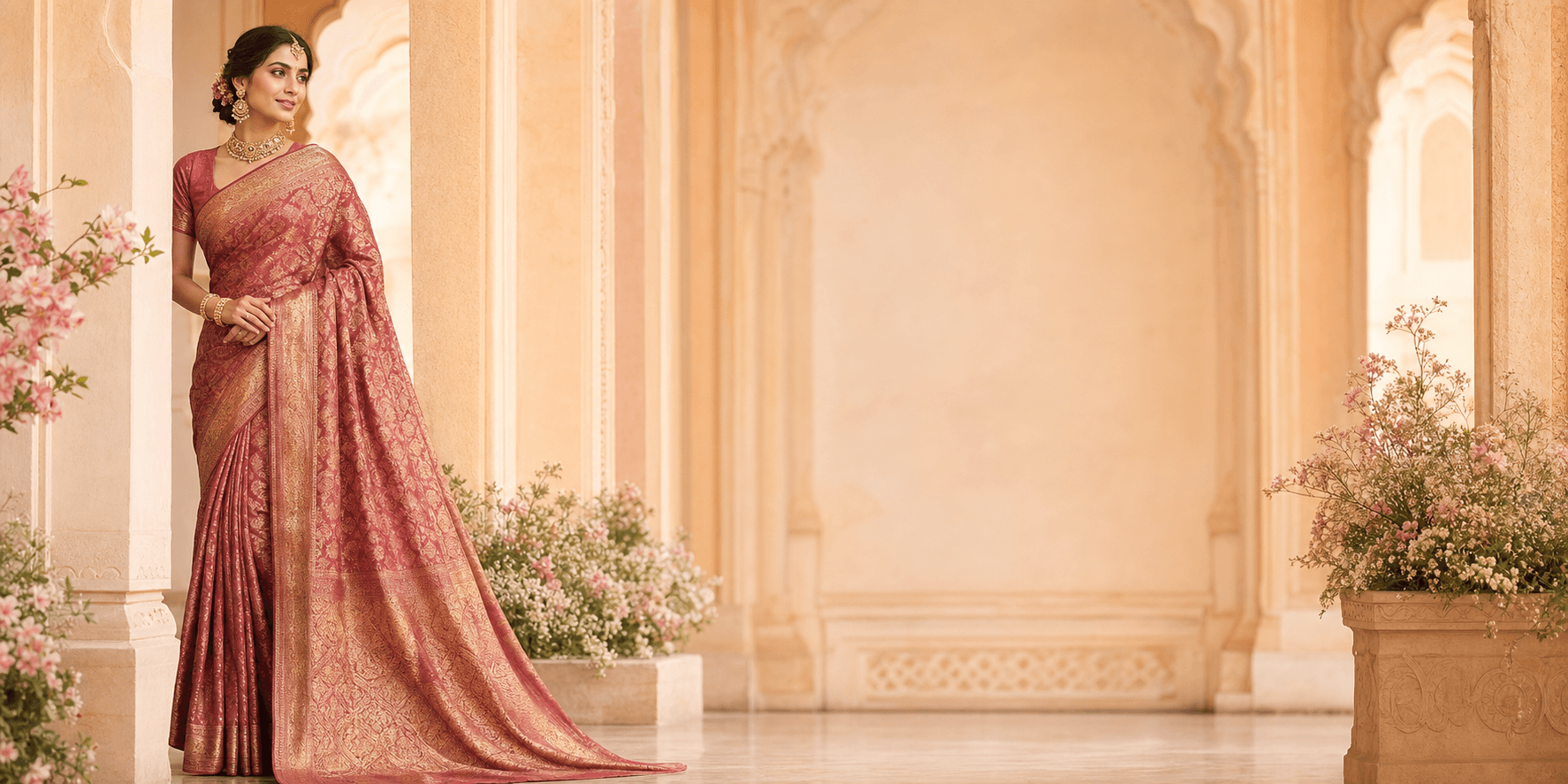 Woman wearing an elegant Nhavyaas Boutique saree