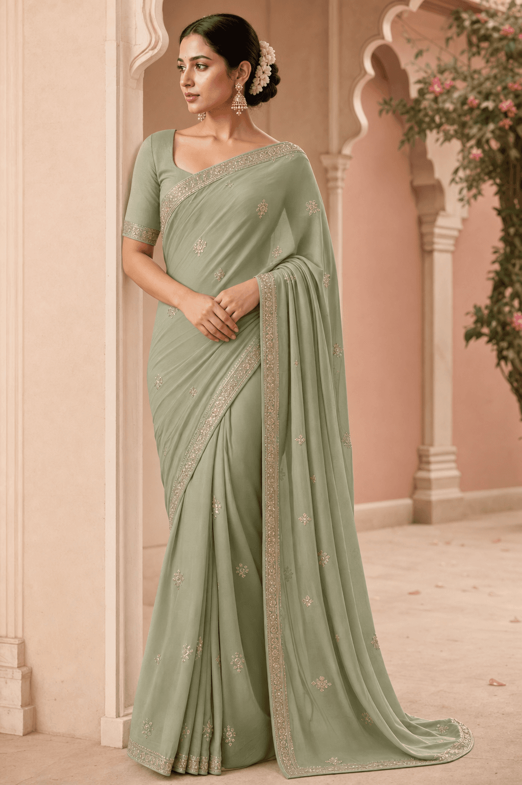 Teal Temple Border