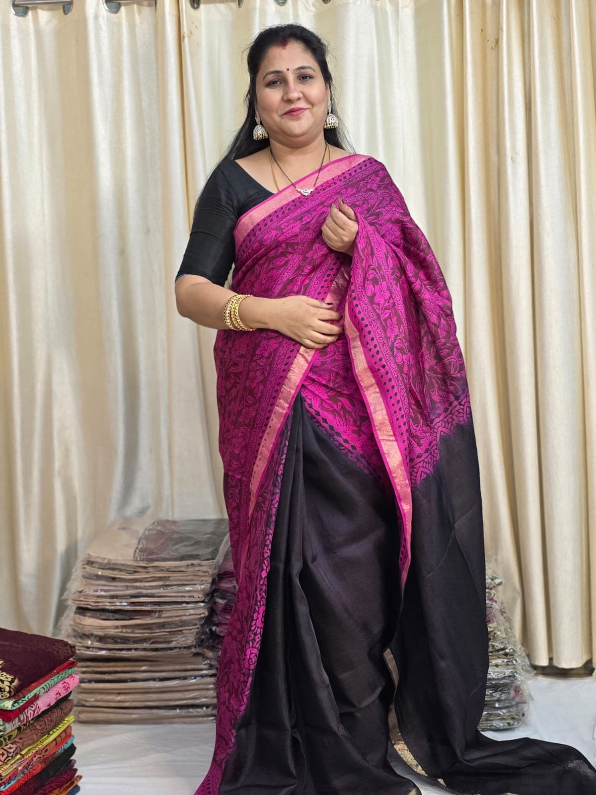 Pure jute georgette partly pallu saree